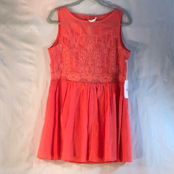Love Marks Shear Barbie Pink Crew Neck Sleeveless Fit & Flare Cut Out Back L - Picture 1 of 11